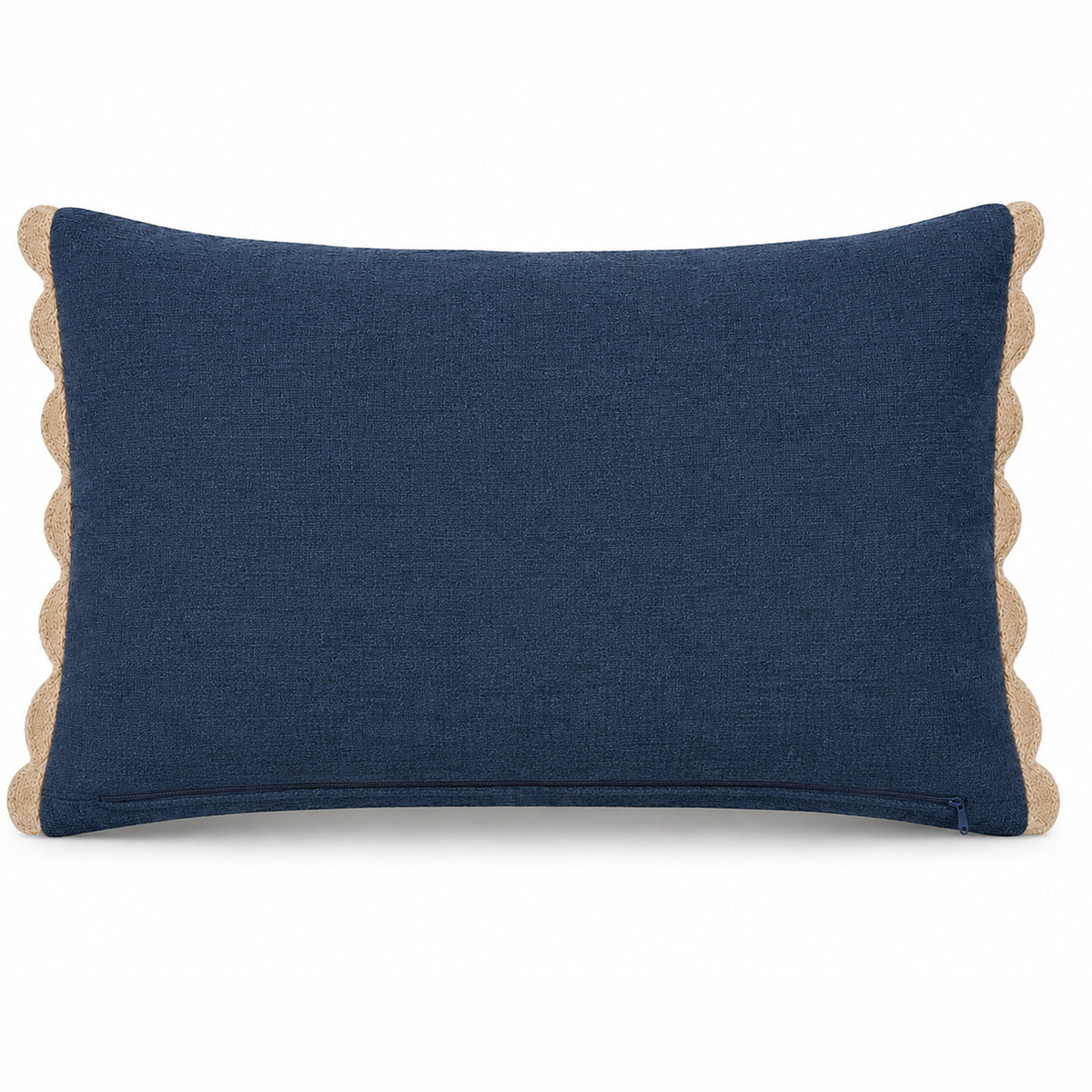 Vintage Pumpkin Embroidered 14" x 20" Decorative Pillow Cover – Navy Blue & Beige Autumn Harvest Accent Cushion Cover
