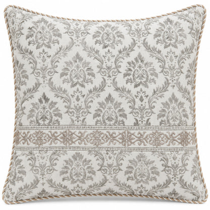 Soft Stone Damask Band Decorative Pillow Cover – 18" x 18"