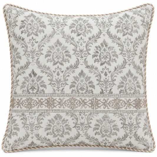 Soft Stone Damask Band Decorative Pillow Cover – 18" x 18"