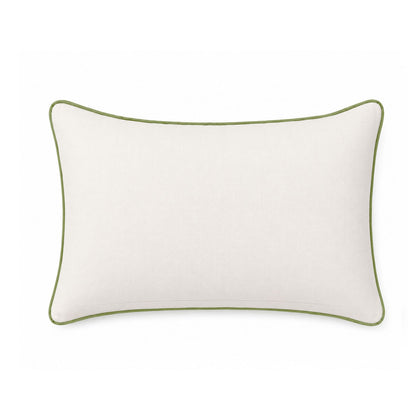 Pink Rose Garden Decorative Pillow Cover – 14" x 20" Floral Striped Accent Cushion Cover with Green Piping