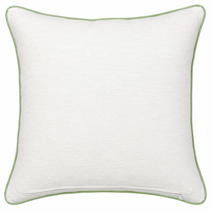 Pink Rose Garden Decorative Pillow Cover – 18" x 18" Floral Cushion Cover with Green Piping