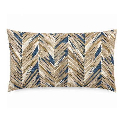 Coastal Chevron 14" x 20" Decorative Pillow Cover – Blue and Beige Textured Geometric Accent Cushion Cover
