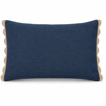 Vintage Pumpkin Embroidered 14" x 20" Decorative Pillow Cover – Navy Blue & Beige Autumn Harvest Accent Cushion Cover