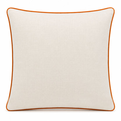 Happy Fall Y’all 18" x 18" Decorative Pillow Cover – Autumn Pumpkin Embroidered Accent Cushion Cover with Rust Orange Piping