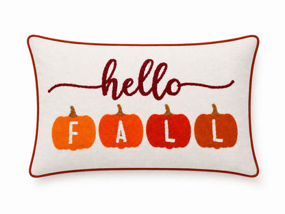 Hello Fall Printed and Embroidered Pillow Cover – 14" x 20"